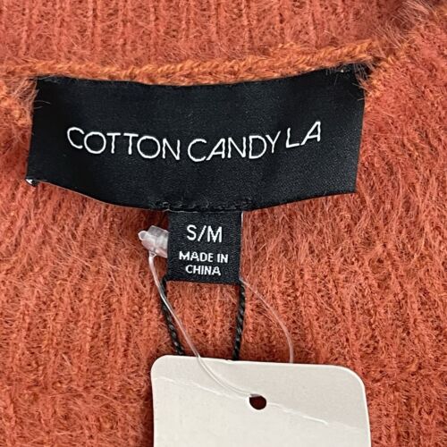 Cotton Candy LA Burnt Orange Cropped Fuzzy Long-Sleeve Sweater NWT Women’s S/M - Picture 6 of 9