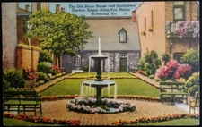 Richmond VA Postcard Vtg 1941 Edgar Allan Poe Shrine Stone House Enchanted Garde