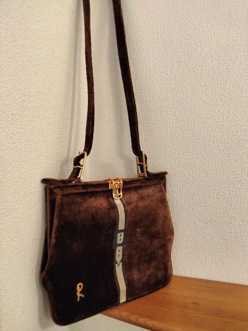 Vintage Roberta Di Camerino brown velvet leather mini Vintage Roberta Di Camerino brown velvet leather mini