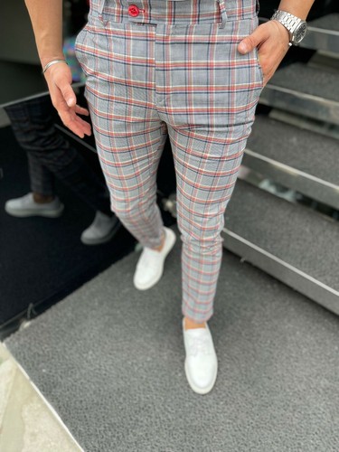 Pantaloni a quadri UOMO, pantaloni tartan, pantaloni da golf uomo alta qualità. - Foto 4 di 12
