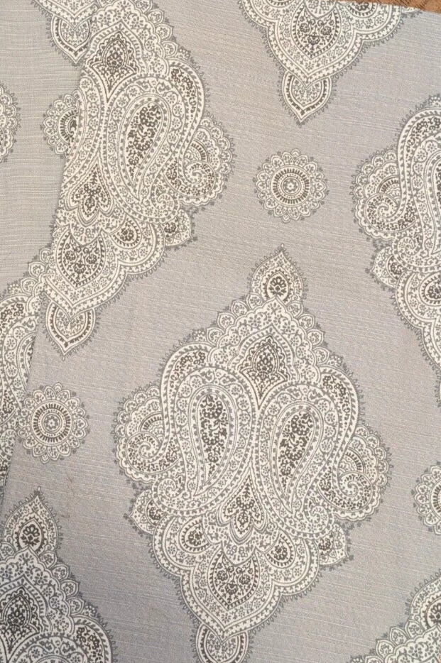 Envogue Gray & White Paisley Tab Top Curtain Panel Set of (2) 50"x96" - Image 4 of 4