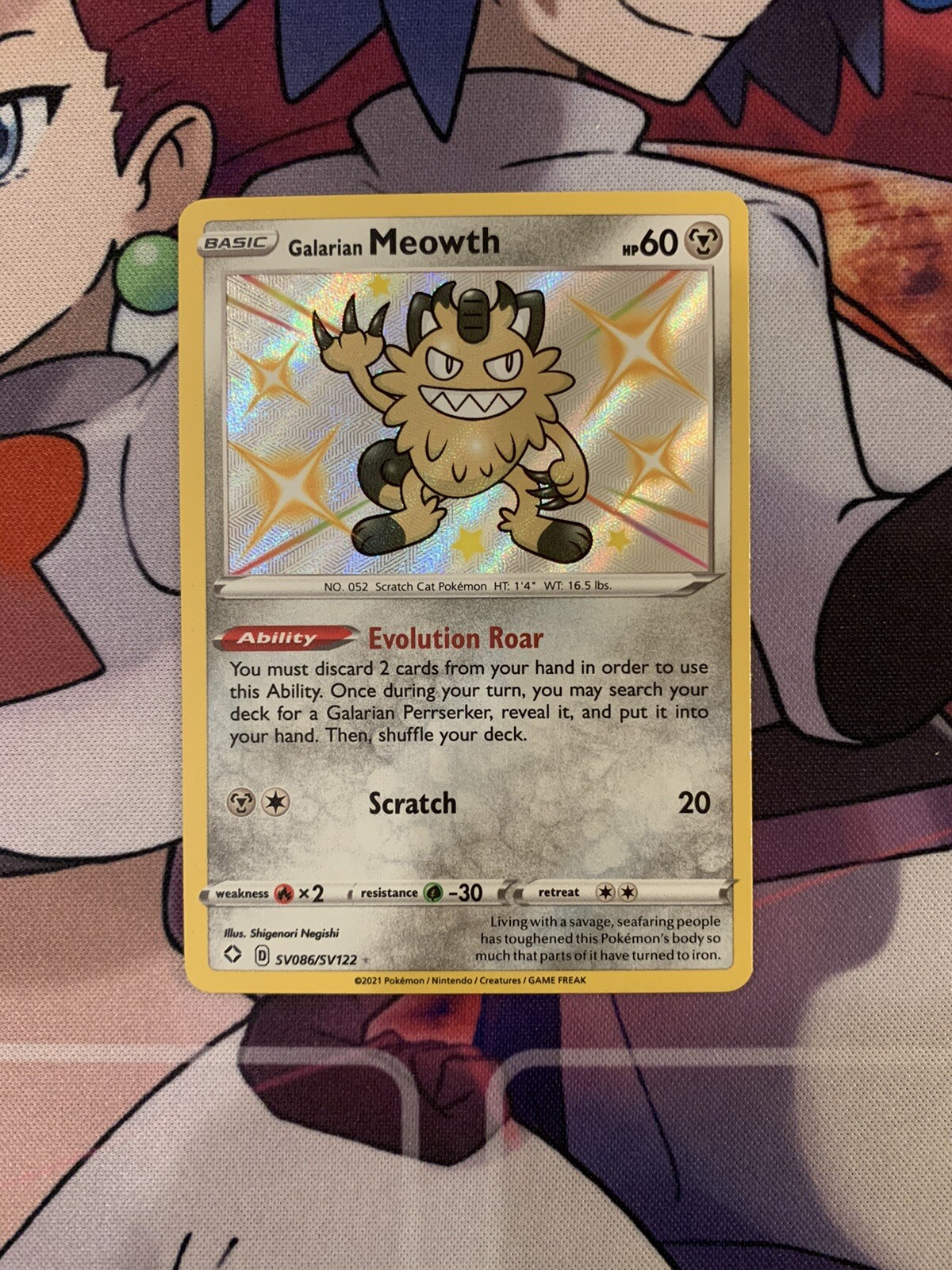 Galarian Meowth SV086/SV122 Shining Fates Shiny Vault Holo Pokémon TCG - NM/MT