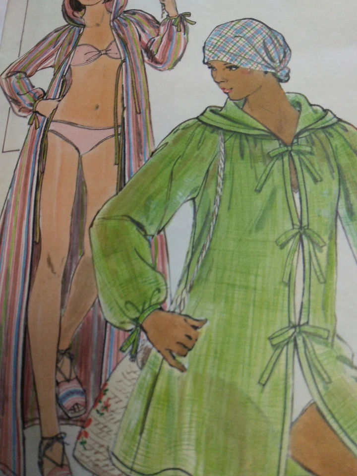 Duster Swimsuit Beach Coverup Cover Up S Butterick Sewing 4874 Pattern UC VTG - Image 2 of 4