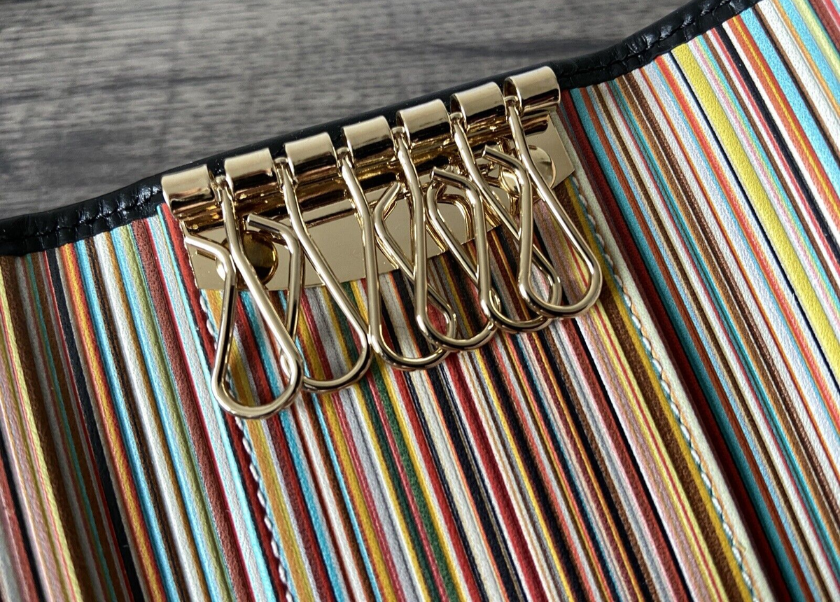 PAUL SMITH SIGNATURE STRIPE INTERIOR KEY CASE MADE IN ITALY