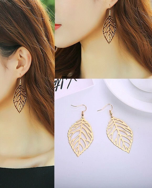 Moda Mujeres Joyería Pendientes Retro Bohemio Hoja Hueca Hojas Borla 0613 Foto 2 de 4