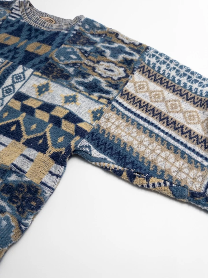 Retro Vintage Tribal Sweater Mens Medium Geometric Express Made in Korea - Image 3 of 4