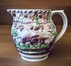 Antique Staffordshire Hunting Scenes Pearlware Jug Pink Lustre 6.5”L