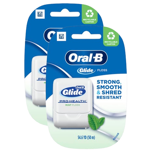 Oral-B Glide Pro-Health Mint Floss - 54.6 Yards (50m) - Strong & Shred Resistant - 第 1/2 張圖片