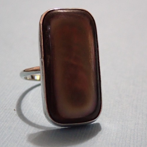 Anillo concha de abulón rectangular de plata esterlina talla 11 y sello 8,2 g - Imagen 2 de 12
