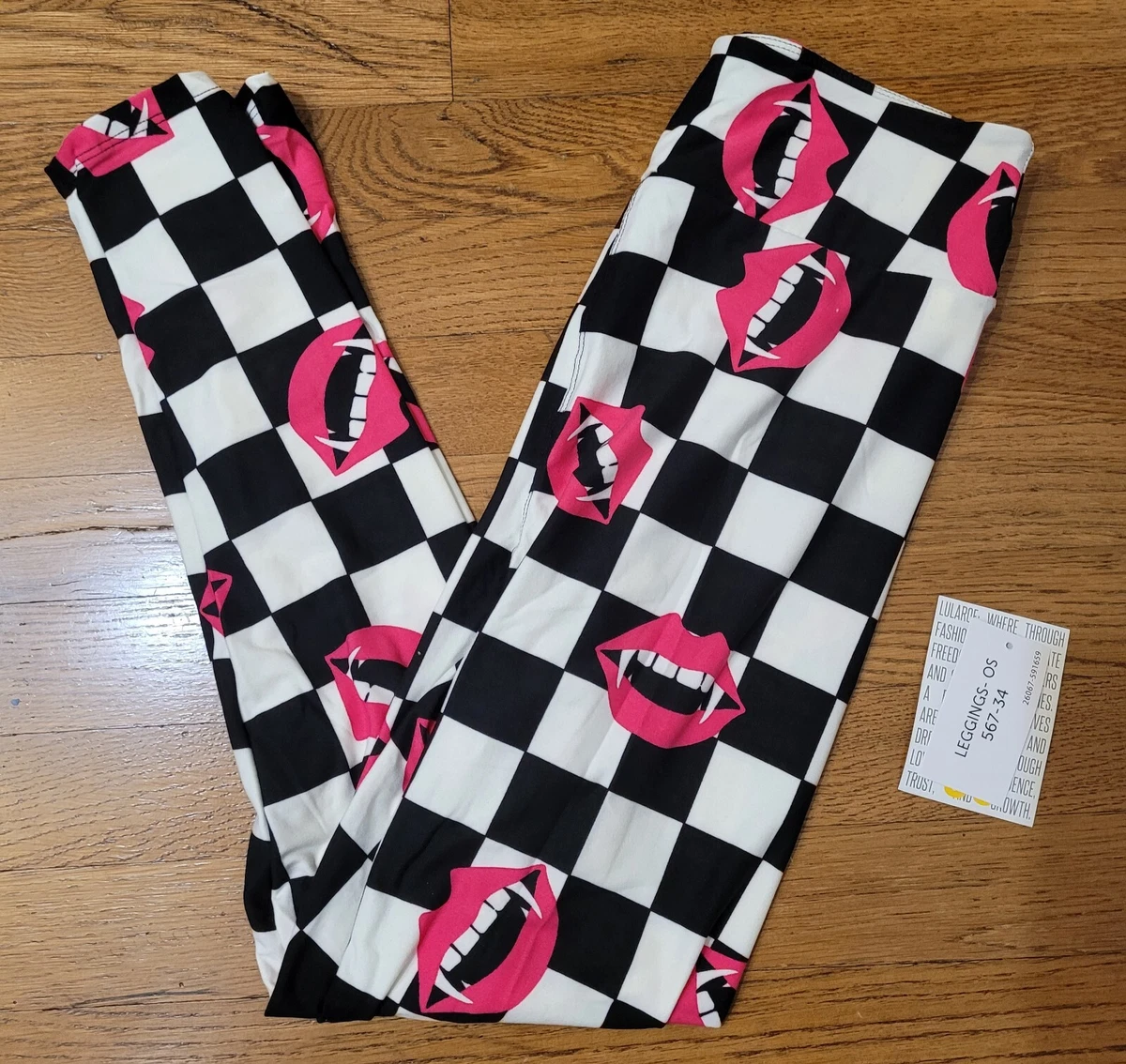 LuLaRoe Witchful Thinking One Size Leggings Black/White Check