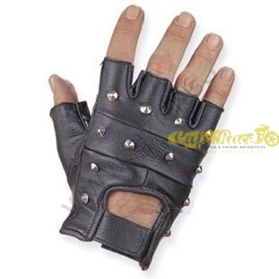 Leder Halbfinger Handschuhe mit Nieten Gr. XL eng anliegende Passform
