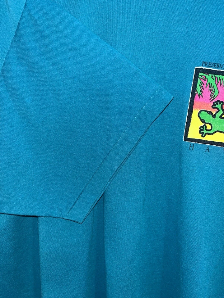 Vintage Hawaii Preserve Island Treasures Single Stitch Gecko Shirt XL Surf - Image 4 of 4