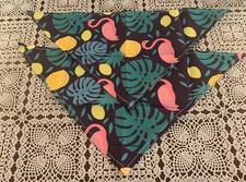 Two Spring Summer Tropical Design Dog Bandanas SMALL Flamingos Fruit Brand New