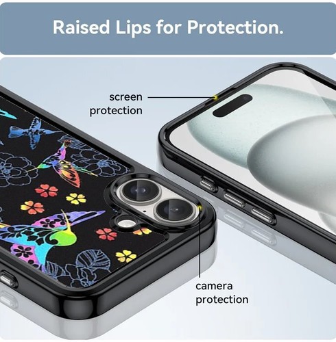 For Samsung A15 A16 S23 S24 S25 Ultra FE Hard Black Case Hummingbird Rainbow art - 第 13/25 張圖片