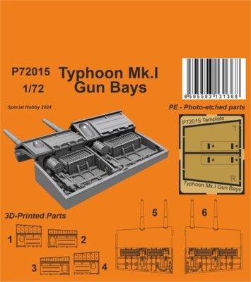 CMK 129-P72015 - 1:72 Typhoon Mk.I Gun Bays Correction Set for Airfix kit - Neu