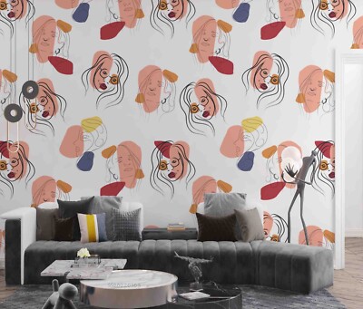 3D Abstract Comics Woman Self-adhesive Removable Wallpaper Murals