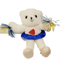 Vtg Russ White Teddy Bear Cheerleader Pom Poms Skirt Plush Stuffed Toy