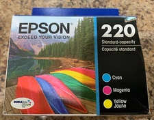 Epsom 220 Printer Ink Cyan Magenta Yellow  Best By 1/27 Unopened Cartridges