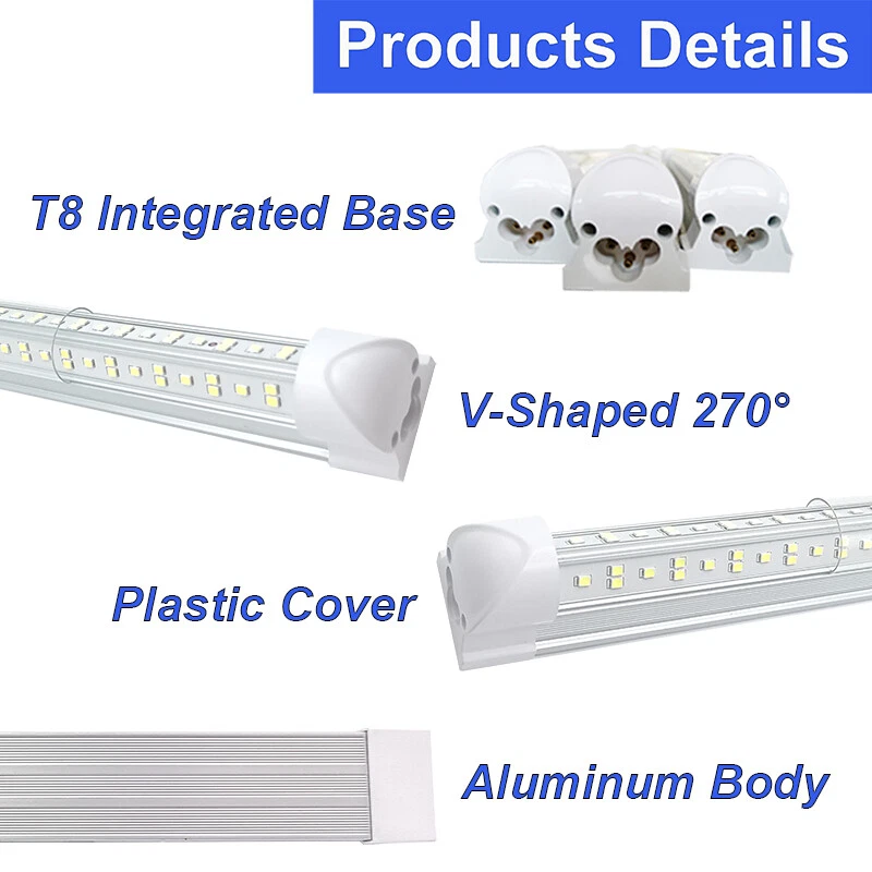 25 Pack 8Ft Led Shop Light Fixture 72W 100W 144W 6500K T8 8 Foot Led Tube Lights - Image 3 of 4