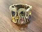 ESTATE VINTAGE JADE OF YESTERYEAR 925 MULTI GEMSTONE RING SZ 7