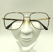 Vintage Charmant 4117 Black Amber Gold Metal Pilot Sunglasses Eyeglasses