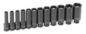 12-Piece 1/4 in. Drive 6-Point Magnetic Deep Impact Socket Set GRY-9712MDG New!