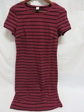 Old Navy Dress Round Neck Short Sleeve Plum Black Stripe Size S #6455