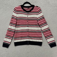 Talbots Sweater Womens M Petite Fair Isle Lambswool Cardigan Nordic Apres Ski