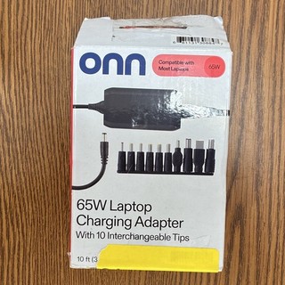 onn. 65W Laptop Power Adapter Charger w/ 10 Interchangeable Tips Black