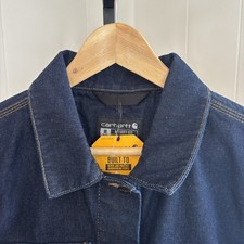 Carhartt Women  s Relaxed Fit Denim Chore Coat NWT Rugged Flex Dark Wash S 4  6 