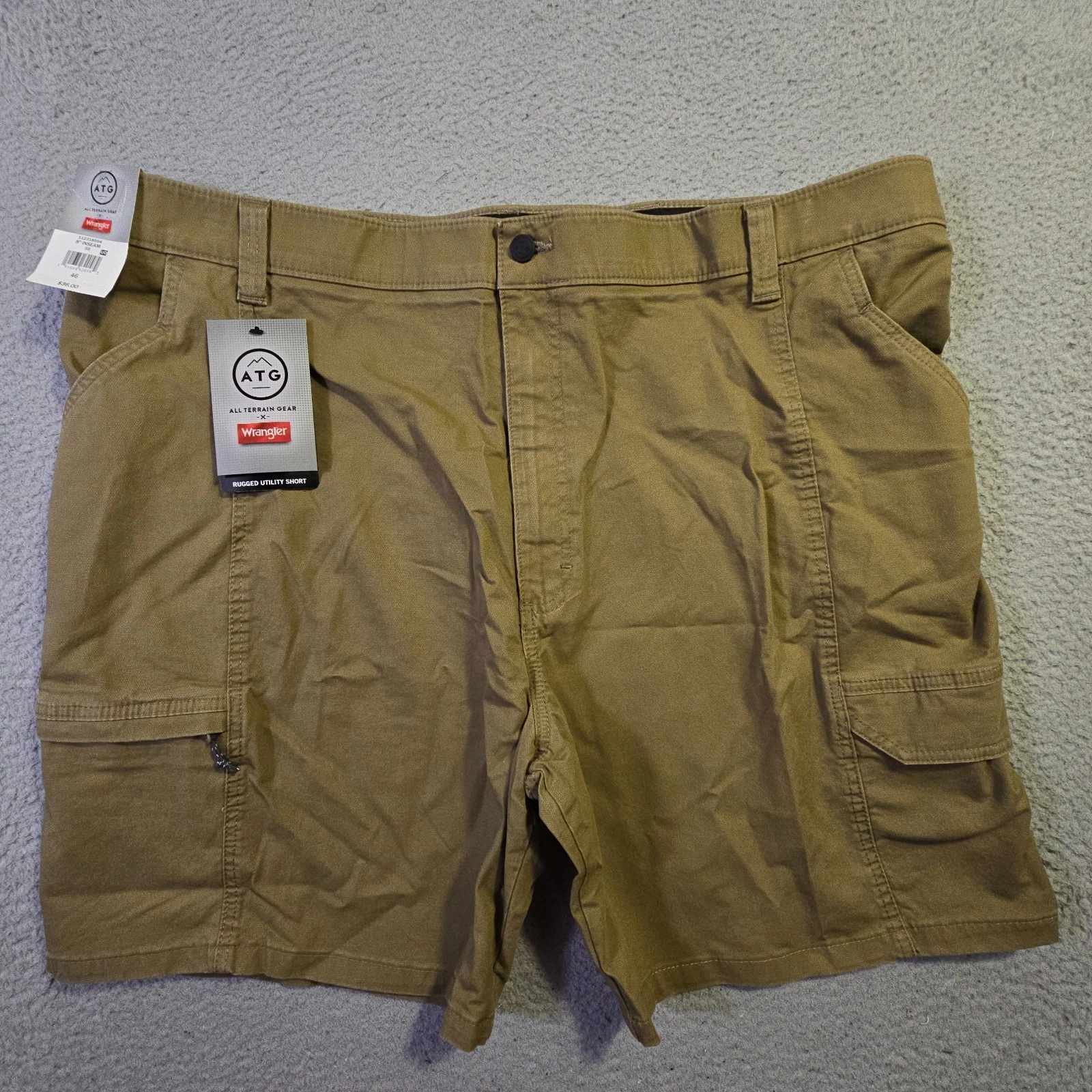 Wrangler ATG FAST DRY Cargo Shorts Mens 46 Brown Outdoor Work Hiking Stretch NWT