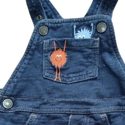 Carter s Baby Overalls Critter Embroidery Pocket Size 12M Blue Soft Denim Look