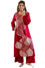 GoSriKi Women's Rayon Blend Straight Printed Kurta with Palazzo