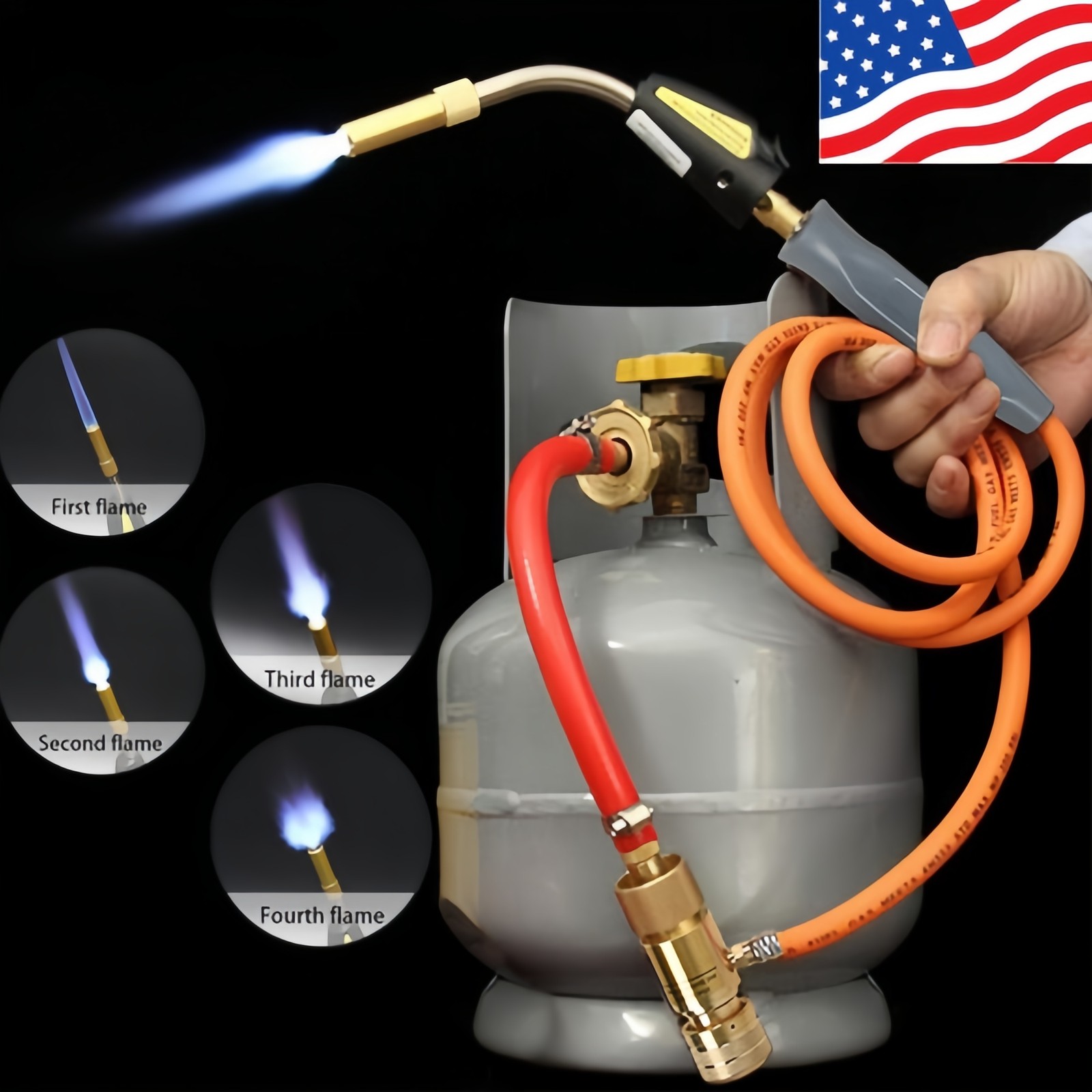 Mapp Gas Plumbing Turbo Burner Torch Hose Propane Soldering Brazing Welding Set.