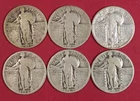 LOT OF 6 DIFFERENT STANDING LIBERTY QUARTERS *ALL 4-DIGIT READABLE DATES*