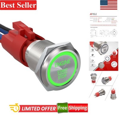 Instant Push Button Engine Start Switch - 12V Waterproof, LED Illuminated