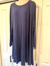 Old Navy Blue Solid Knit Shift Dress XXL Knee Length Round Neck Long Sleeve