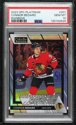2023 O-Pee-Chee Platinum Marquee Rookies Rainbow Connor Bedard PSA 10 Rookie RC