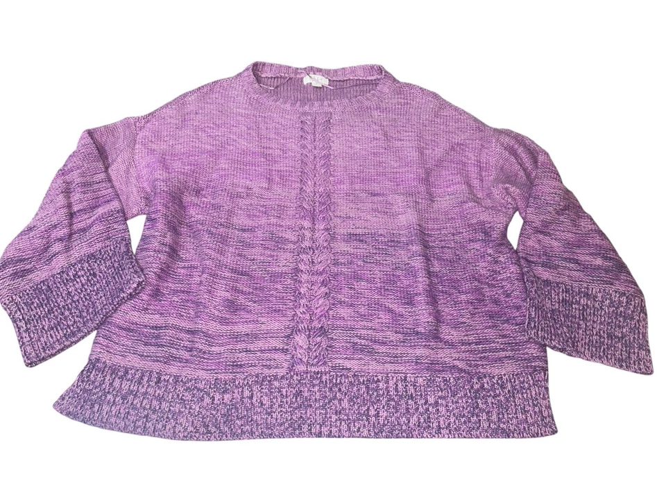 Suéter Style & Co Feminino 1X Plus Size Acabamento Trançado Marled em Uva Escura $49.50 - Imagem 4 de 4