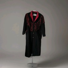 Vintage Diamond Leathers Fringe Trench Coat LARGE