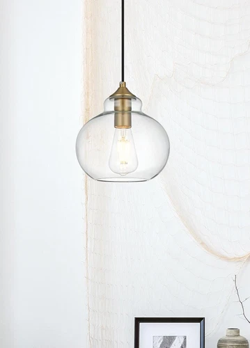Living District Destry 8" Pendant Clear Shade In Satin Gold - Picture 2 of 10