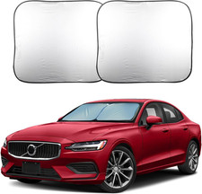 2 Piece Foldable Car Windshield Sun Shade UV Heat Protection, Interior Cooli