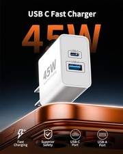 Two-Port 45W USB-C Wall Charger Kit + 2 Cables — PD 3.0 Fast Charging