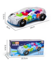 Light-Up Transparent Gears Police Car Toy with Music LED for Kids