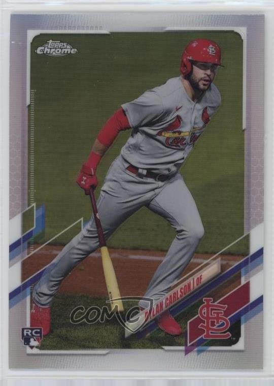 2021 Topps Chrome Image Variation SP (Running with Bat) Dylan Carlson #140 0k0a