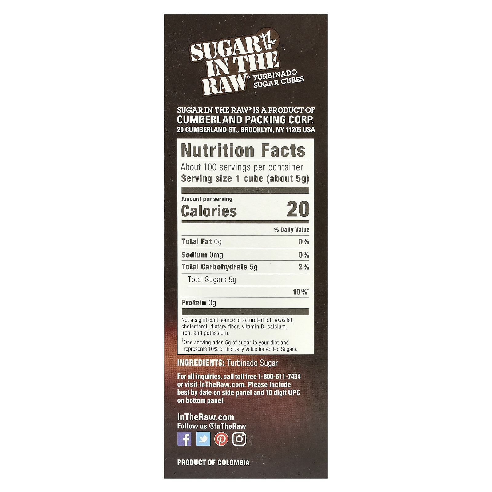 Sugar In The Raw®, Turbinado Sugar Cubes, 17.6 oz (500 g)