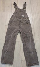 Vintage Carhartt Double Knee Bib Overalls Boys Youth Size 12 Chestnut Brown