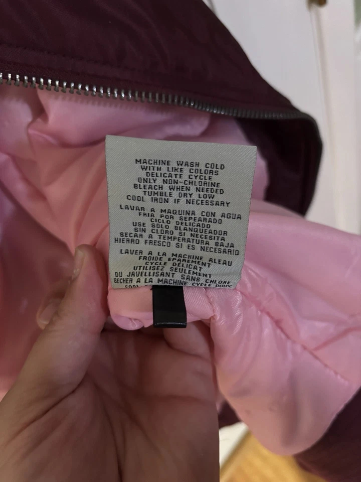 Vintage Levis Bomber Jacket Womens Large Red Pink Lined Soft Shell VTG - Image 3 of 4