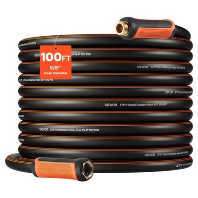 VEVOR Garden Hose, 100 ft 5/8'' Heavy Duty 4Layer Rubber Water Hose, 150PSI Wo...