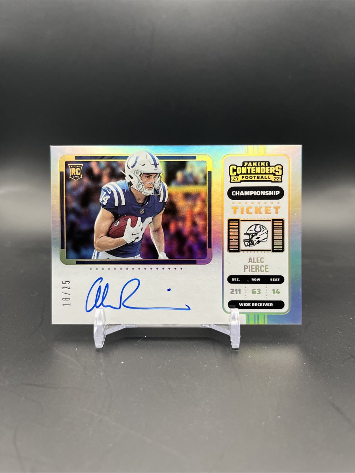 2022 Panini Contenders Alec Pierce Championship Ticket Variation RC Auto /25